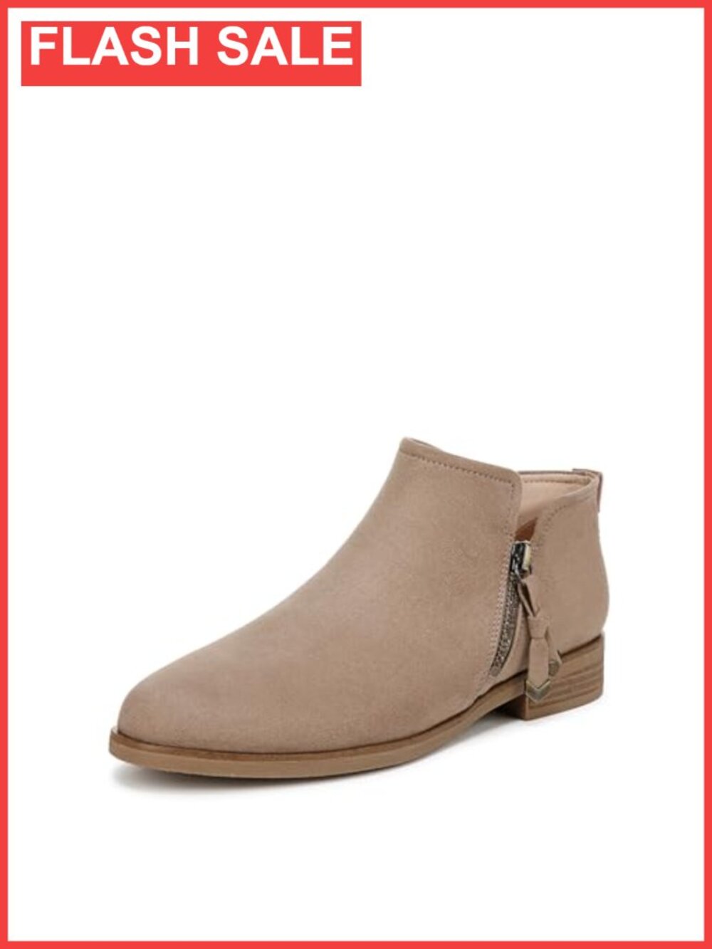 Women's Ankle Booties Faux Suede Recycled Microfiber Block Heel Zip